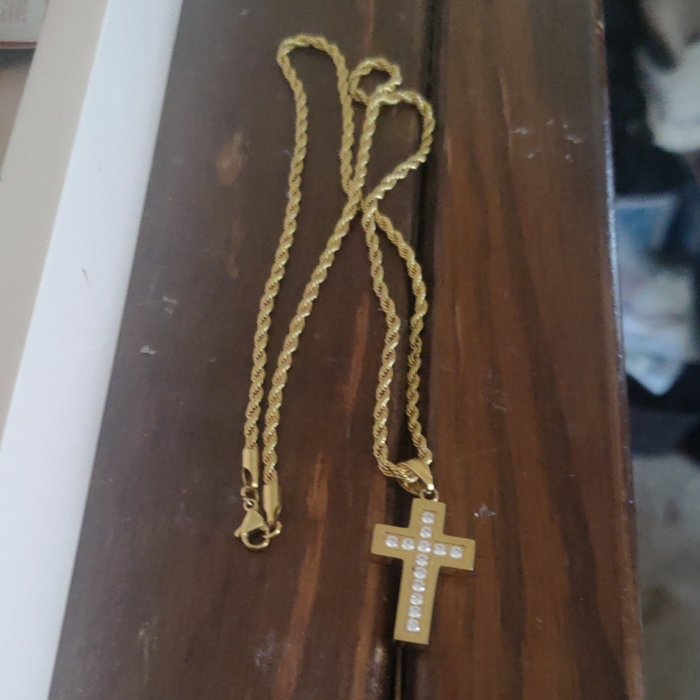 Gold Cross Pendant Necklace